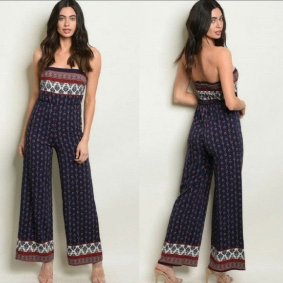 Strapless Paisley Print Jumpsuit - Picture 1 of 1